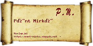 Pánt Mirkó névjegykártya